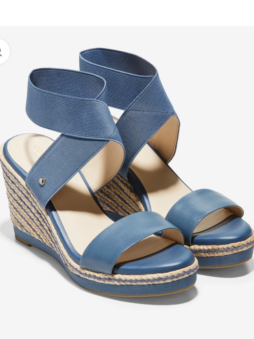 Cole Haan Sz 8.5 Cloudfeel Indigo Blue Wedge Espadrille Sandals
